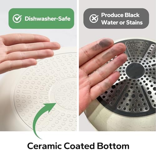 Redchef Nonstick Frying Pans Set, Ceramic Pan Skillet, Non Toxic Pans for Cooking, 8" 9.5" 11" Ceramic Frying Pan Set PFAS & PTFE & PFOA Free with Stay Cool Handle, Dishwasher & Oven Safe, Beige White - Image 4