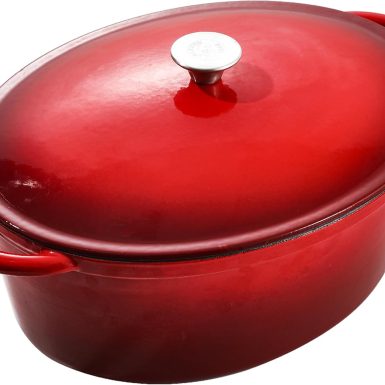 Vivicreate 9.6 QT enamel cast iron dutch oven, red gradient color,cast iron pot (9.6 QT)